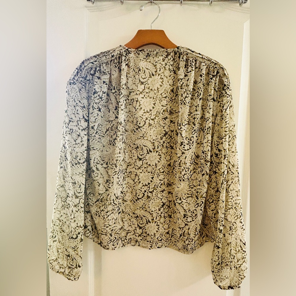 ZARA Women's Black and White Sheer Floral Top - Lrg - Picture 7 of 7